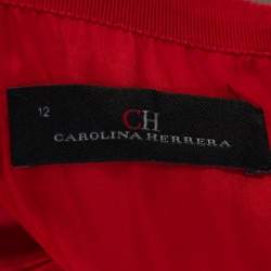 Pre Owned CH Carolina Herrera Red Tricot Mesh Sleeveless Gown L