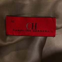 Pre Owned CH Carolina Herrera Beige Windowpane Checked Wool Coat XS