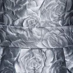 Pre Owned فستان سي أتش كارولينا هيريرا متوسط الطول قماش بروكاد رصاصي صغير (سمول) 