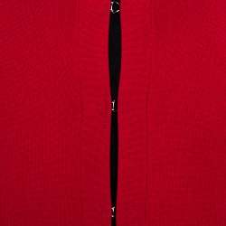 Pre Owned CH Carolina Herrera Red Knit Pleated Hem Cardigan M
