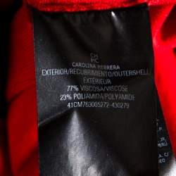 Pre Owned CH Carolina Herrera Red Knit Pleated Hem Cardigan M