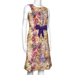 Pre Owned فستان سي إتش كارولينا هيريرا قطن منقوش طباعة تجريدية متعددة الألوان قصة حرف إيه مقاس صغير (سمول)