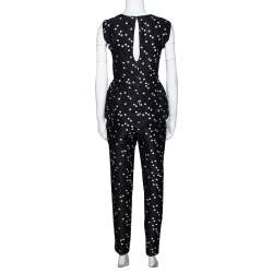 CH Carolina Herrera Black Polka Dot Peplum Top & Pant Set XS