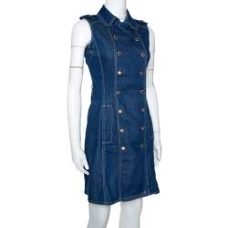 Pre Owned فستان سي أتش كارولينا هيريرا دينيم أزرق بلا أكمام مقاس صغير (سمول)