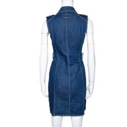 Pre Owned فستان سي أتش كارولينا هيريرا دينيم أزرق بلا أكمام مقاس صغير (سمول)