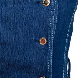 Pre Owned  فستان سي أتش كارولينا هيريرا دينيم أزرق بلا أكمام مقاس صغير (سمول)