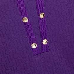 Pre Owned CH Carolina Herrera Purple Logo Patterned Cotton Long Sleeve Top L