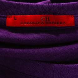 Pre Owned CH Carolina Herrera Purple Logo Patterned Cotton Long Sleeve Top L