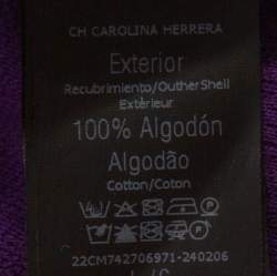 Pre Owned CH Carolina Herrera Purple Logo Patterned Cotton Long Sleeve Top L