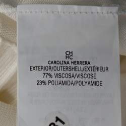 Pre Owned CH Carolina Herrera Off White Knit Peplum Cardigan XS