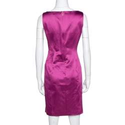 Pre Owned فستان سي أتش كارولينا هيريرا ساتان بدون أكمام بنفسجي مقاس صغير - سمول