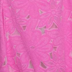 Pre Owned فستان سي أتش كارولينا هيريرا وردي بلا أكمام جاكار مقاس صغير - سمول