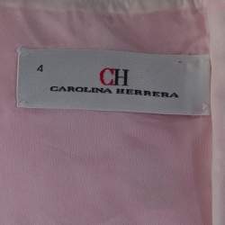 Pre Owned فستان سي أتش كارولينا هيريرا وردي بلا أكمام جاكار مقاس صغير - سمول