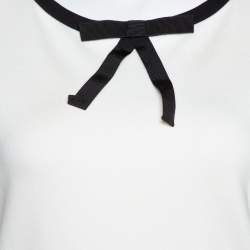 مملوكة مسبقًا CH Carolina Herrera Off White Jersey Bow Detail Sheath Dress S