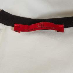 مملوكة مسبقًا CH Carolina Herrera Off White Jersey Bow Detail Sheath Dress S