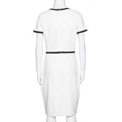 مملوكة مسبقًا CH Carolina Herrera Off White Jersey Bow Detail Sheath Dress S