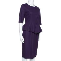 مملوكة مسبقًا فستان سي أتش كارولينا هيريرا تنورة فوقية صوف بنفسجي مقاس كبير (لارج)