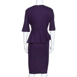 مملوكة مسبقًا فستان سي أتش كارولينا هيريرا تنورة فوقية صوف بنفسجي مقاس كبير (لارج)