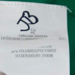 Pre Owned CH Carolina Herrera Green Knit Metal Detail Open Front Cardigan S