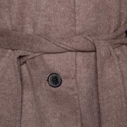Pre Owned CH Carolina Herrera Taupe Wool & Cashmere Belted Coat XS