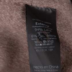 Pre Owned CH Carolina Herrera Taupe Wool & Cashmere Belted Coat XS