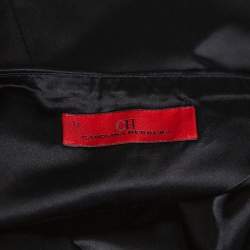 Pre Owned CH Carolina Herrera Black Satin Silk Pleat Underlay Skirt L