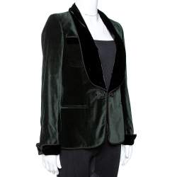 CH Carolina Herrera Green Velvet Tuxedo Blazer M