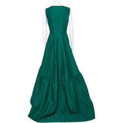 Pre Owned فستان سهرة سي إتش كارولينا هيريرا جاكار أخضر مورد مقاس متوسط - ميديوم