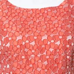مملوكة مسبقًا CH Carolina Herrera Orange Floral Jacquard Sheath Dress S