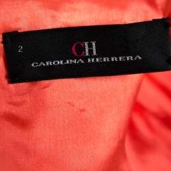 مملوكة مسبقًا CH Carolina Herrera Orange Floral Jacquard Sheath Dress S