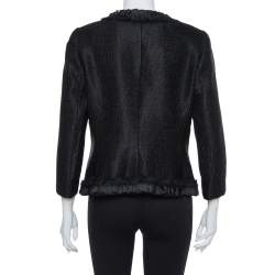 Pre Owned جاكت سي أتش كارولينا هيريرا تفاصيل كشكشة مزيج قطن لوركس أسود L