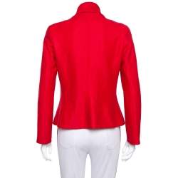 CH Carolina Herrera Red Wool Neck Scarf Detail Jacket M
