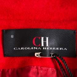 CH Carolina Herrera Red Wool Neck Scarf Detail Jacket M