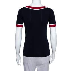 مملوكة مسبقًا توب سي أتش كارولينا هيريرا فيونكة وحافة مغايرة تريكو كحلي مقاس صغير