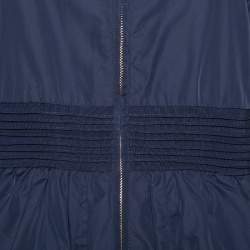 Pre Owned CH Carolina Herrera Navy Blue Synthetic Zip Front Peplum Jacket S