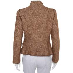 مملوكة مسبقًا CH Carolina Herrera Brown Wool Stand Collar Button Front Jacket M