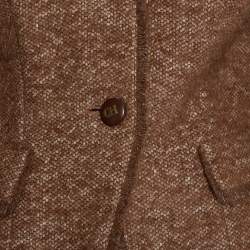 مملوكة مسبقًا CH Carolina Herrera Brown Wool Stand Collar Button Front Jacket M