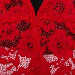 CH Carolina Herrera Red Floral Lace Jacket S