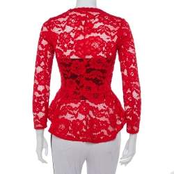 CH Carolina Herrera Red Floral Lace Jacket S