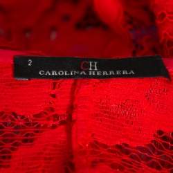 CH Carolina Herrera Red Floral Lace Jacket S