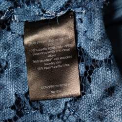 Pre Owned CH Carolina Herrera Blue Lace & Denim Faded Effect Oversized Top M