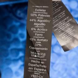 Pre Owned فستان سي إتش كارولينا هيريرا قطن أزرق منقوش مقاس صغير - سمول