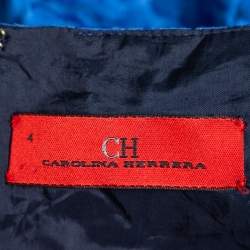 Pre Owned فستان سي إتش كارولينا هيريرا قطن أزرق منقوش مقاس صغير - سمول