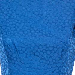 Pre Owned فستان سي إتش كارولينا هيريرا قطن أزرق منقوش مقاس صغير - سمول