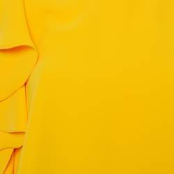 Pre Owned توب سي أتش كارولينا هيريرا منفوش بلا أكمام كريب أصفر مقاس وسط (ميديوم)