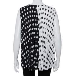 مملوكة مسبقًا CH Carolina Herrera Monochrome Polka Dot Printed Chiffon Pleated Sleeveless Top L