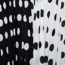 مملوكة مسبقًا CH Carolina Herrera Monochrome Polka Dot Printed Chiffon Pleated Sleeveless Top L