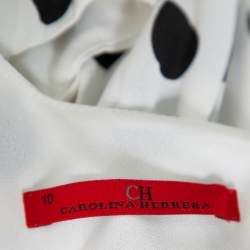 مملوكة مسبقًا CH Carolina Herrera Monochrome Polka Dot Printed Chiffon Pleated Sleeveless Top L