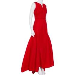 مملوكة مسبقًا فستان سي أتش كارولينا هيريرا بلا أكمام شبكة تريكو أحمر مقاس صغير (سمول)