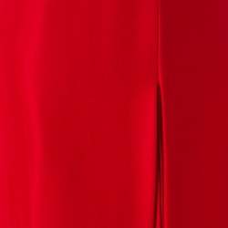 Pre Owned CH Carolina Herrera Red Silk Satin Paneled Maxi Skirt M